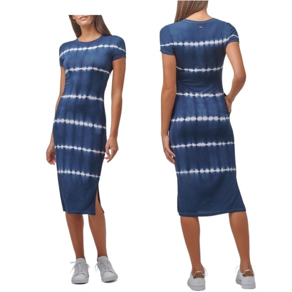 2 MNY Marc New York Midnight & Black Tie Dye Short Sleeve Midi Dress NEW - Picture 12 of 16